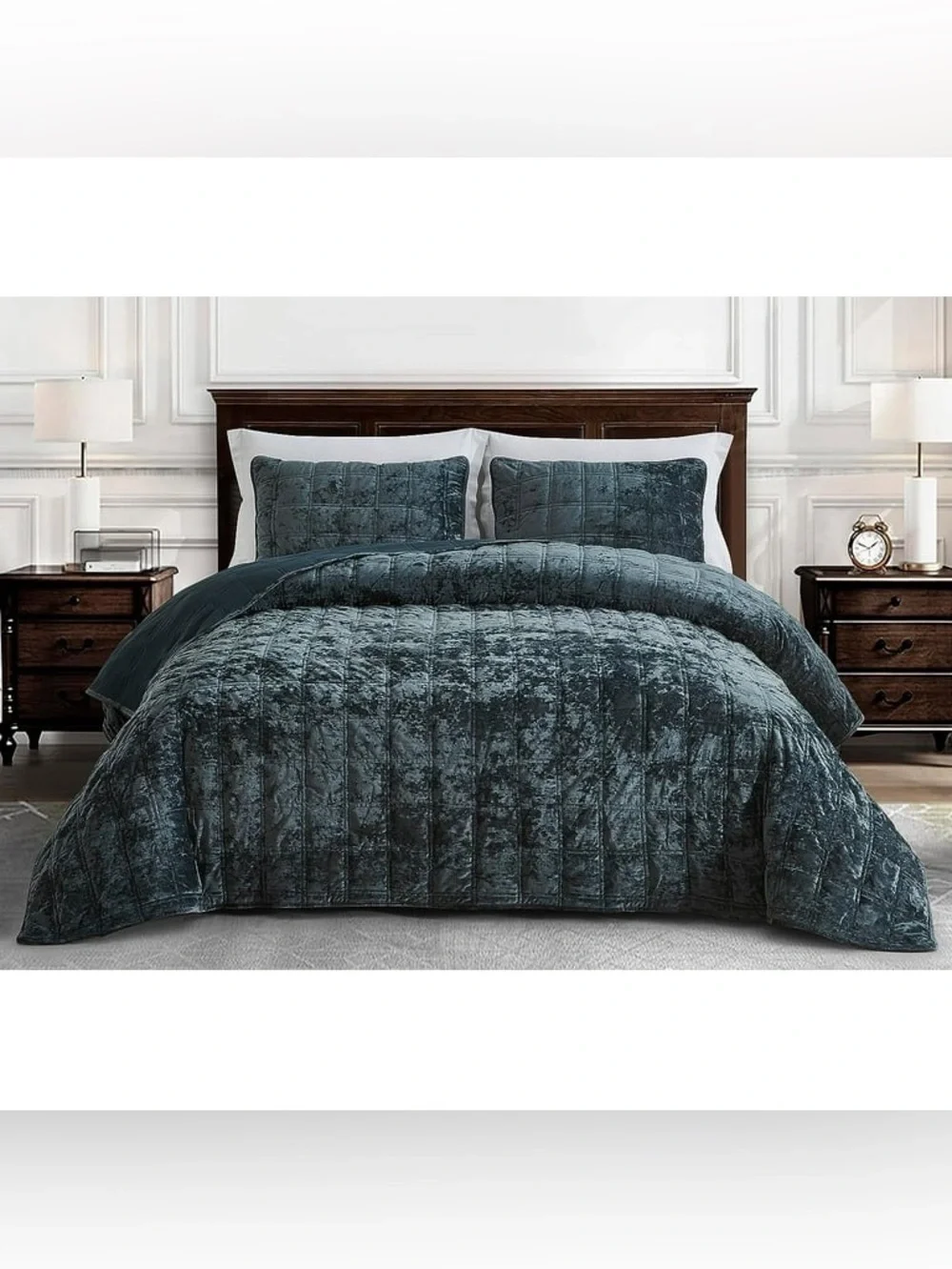 Plush Velvet king 3 piece Quilted Set